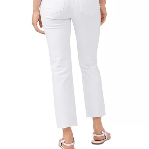 PAIGE Cindy High Rise Cropped Straight Jeans in Crisp White with Destroyed Hem - Picture 3 of 10